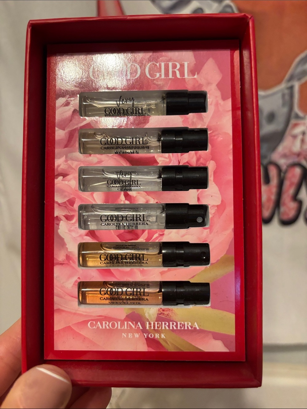LOW ~ Cato Herrera Good Girl Sample Vial Set of 6- Pink & Gold Accents new in bo